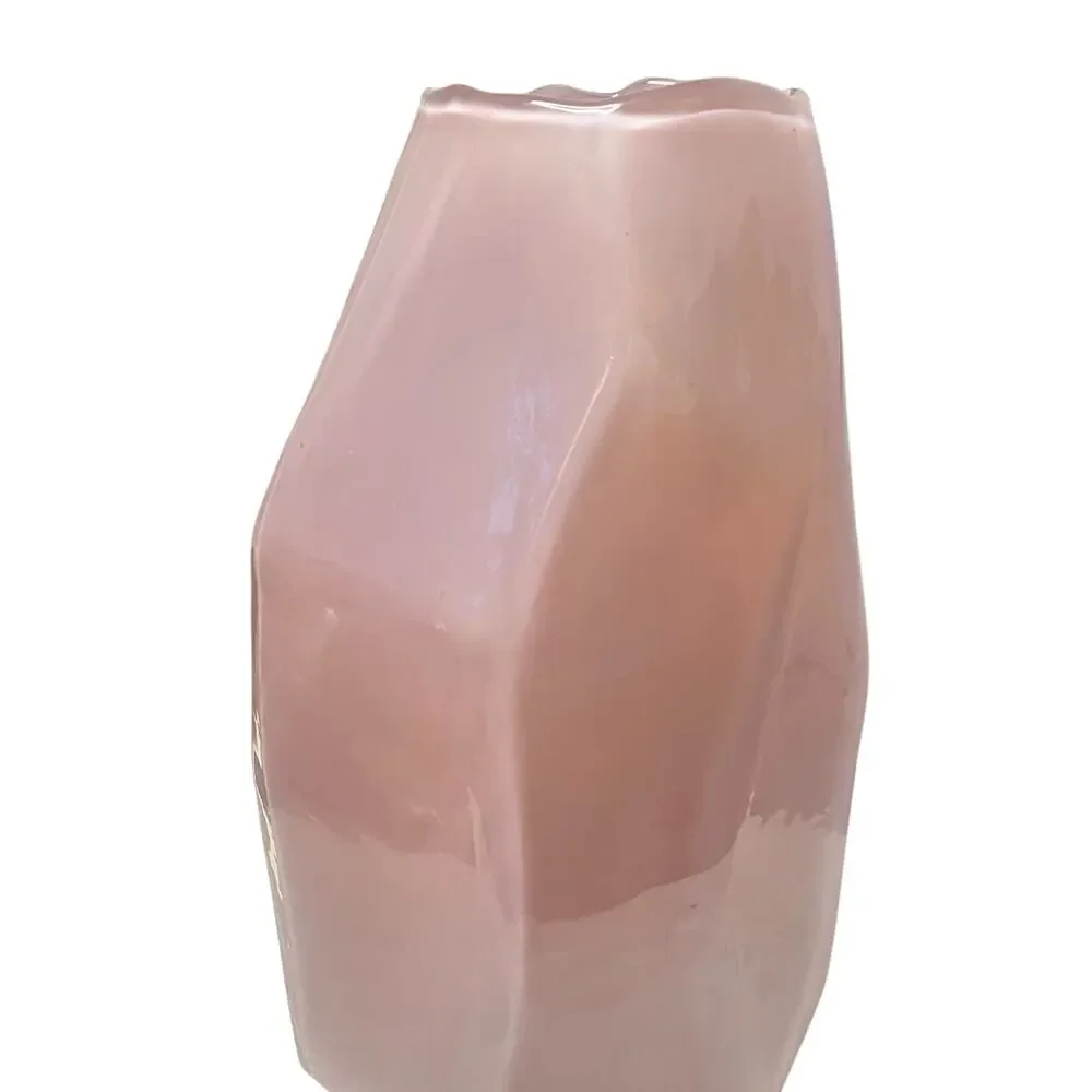 Pink Ombré Glass Flower Vase - Unique Geometrical Artsy Decor